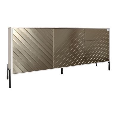 Комод з чорними металевими ніжками LION Амарант 168x40x76,5 см Бетон Style/Перламутровий металік