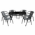 Комплект садовой мебели 4Points Rapallo-6 с прямоугольным столом 120x70x70см с черной стеклянной столешницей, Серый фото