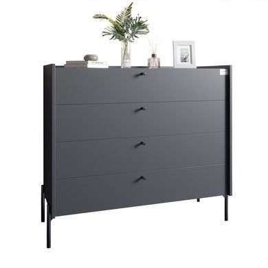 Комод с 4 ящиками LION Wood с черными ножками 100х90х45 см Антрацит