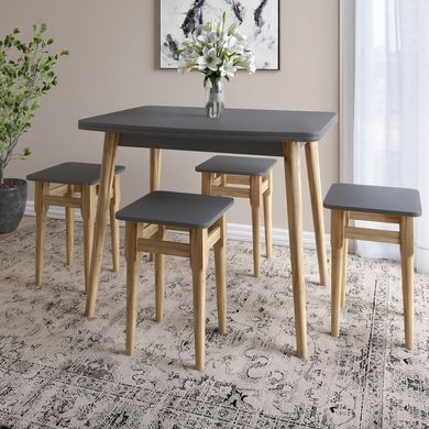 Деревянный раскладной обеденный стол LION Маями-3 Бетон Style 90х60/90х120