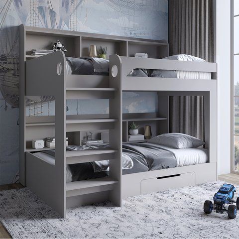 Детская двухъярусная кровать LION Майнкрафт 90х190 см с ящиком Кашемир