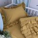 Комплект постели подросток вареный хлопок с рюшами горчица 190 см
