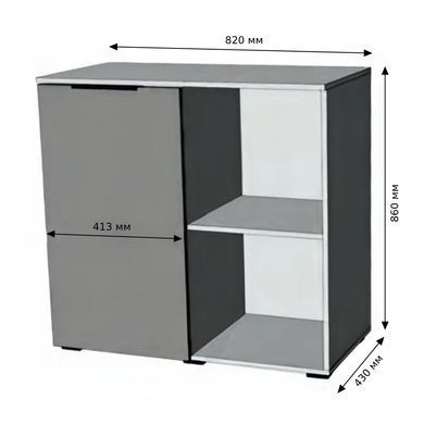Тумба однодверная LION Краш 82x43x86 см Антрацит