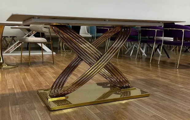 Стол HERMES белый эффект мрамора/золото 160x90 см