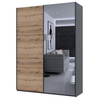 Шафа-купе двохдверна Doros G-Caiser 180х60х240 см Графіт/Дуб евок/1 Дзеркало