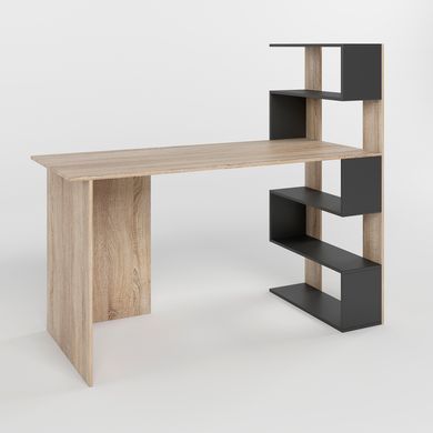 Cтол компьютерный с полками М-ЗОН Джеко 1416P правый Сонома/Антрацит (MZN-031030)