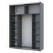 Шафа-купе двохдверна Doros G-Caiser 180х60х240 см Графіт/Дуб евок/1 Чорне скло