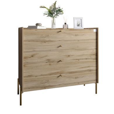 Комод с 4 ящиками LION Wood с золотыми ножками 100х90х45 см Дуб Аппалачи