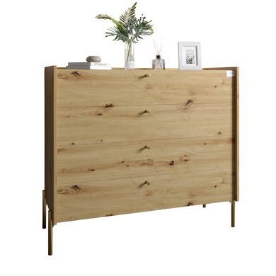 Комод із 4 шухлядами LION Wood із золотими ніжками 100х90х45 см Дуб Артизан