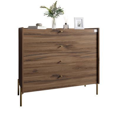 Комод із 4 шухлядами LION Wood із золотими ніжками 100х90х45 см Дуб Ліворно