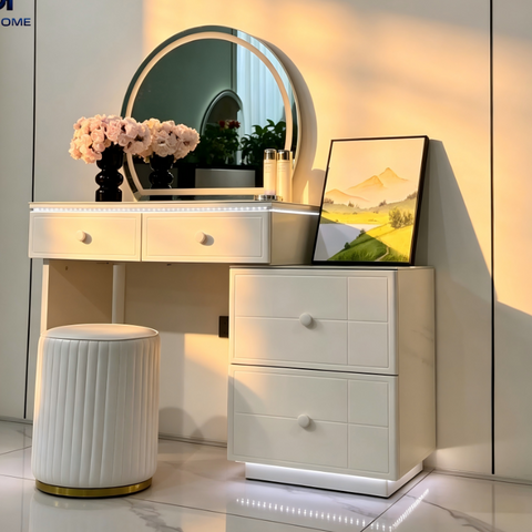 Туалетний столик JEILAN з LED-підсвіткою та 4 шухлядами фото