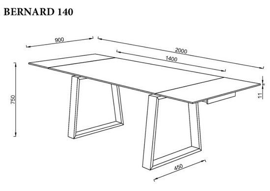 Стол раскладной BERNARD CERAMIC 140(200)х90 белый мат/черный