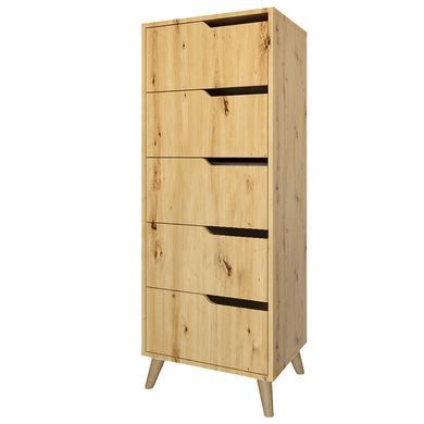 Комод високий з ніжками в кольорі Горіх світлий 5 ящиків М-ЗОН Борн 500 Дуб Артизан (MZN-031108), Дуб артизан