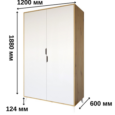 Шкаф двухдверный с белыми ножками М-ЗОН Борн 1200 Дуб Артизан/Нимфея Альба (белый) (MZN-031054)