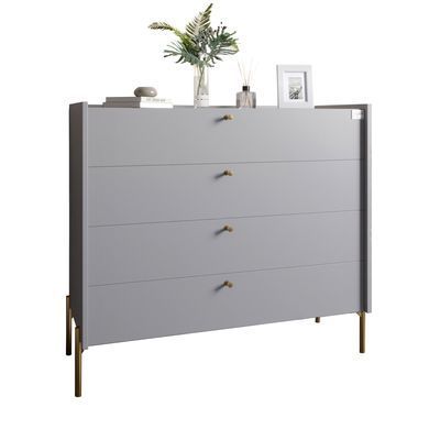 Комод с 4 ящиками LION Wood с золотыми ножками 100х90х45 см Кашемир ТОП