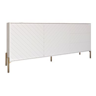 Комод с золотыми металлическими ножками LION Амарант 168x40x76,5 см Бетон Style/Белый