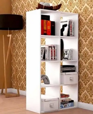 Полиця для книг, стелаж на 8 комірок Білий фото
