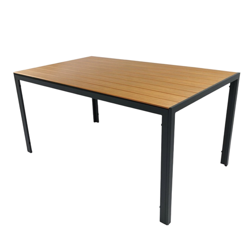 Стіл садовий Parma прямокутний 130х70х70 см, коричнева стільниця Polywood/ каркас, Чорний фото