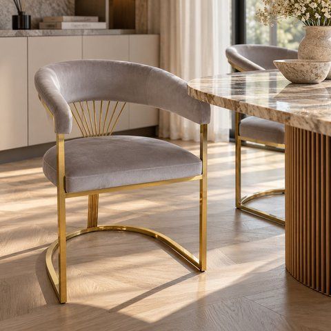Стілець з підлокітниками Gucci з золотим каркасом фото