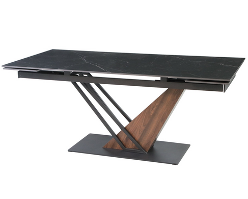 Стіл обідній розкладний FERNANDO CERAMIC 180(240)x90 чорний мат/темний горіх