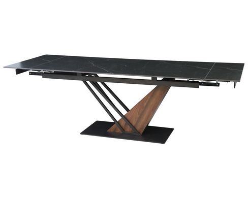 Стіл обідній розкладний FERNANDO CERAMIC 180(240)x90 чорний мат/темний горіх