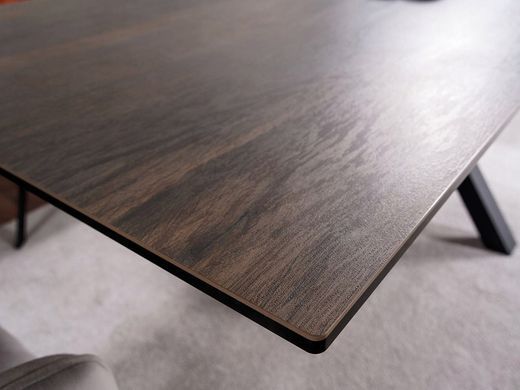 Стіл Columbus Ceramic 160(240)x90 коричневий ефект дерева/чорний
