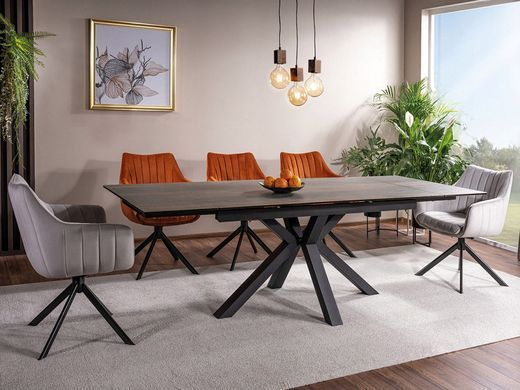 Стіл Columbus Ceramic 160(240)x90 коричневий ефект дерева/чорний