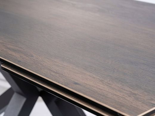 Стіл Columbus Ceramic 160(240)x90 коричневий ефект дерева/чорний