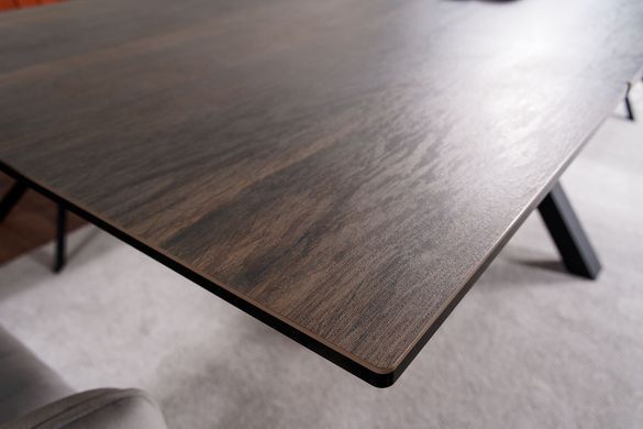 Стіл Columbus Ceramic 160(240)x90 коричневий ефект дерева/чорний