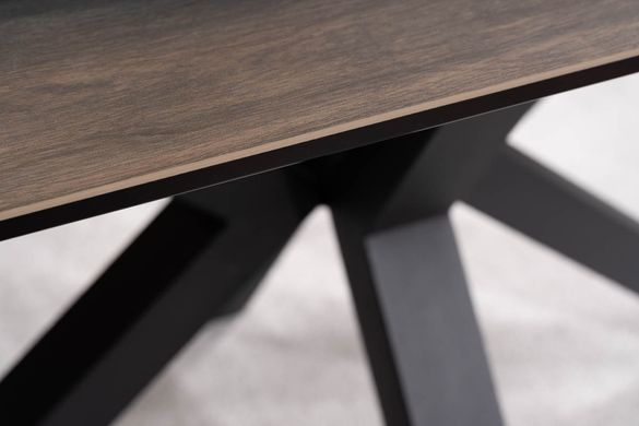 Стіл Columbus Ceramic 160(240)x90 коричневий ефект дерева/чорний
