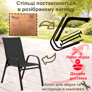 Комплект садових меблів 4Points Udine-4 з круглим столом ⌀60см, Чорний фото