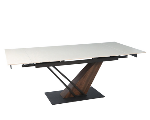 Стіл обідній FERNANDO CERAMIC 140(200)х90 бежевий мат/темний горіх
