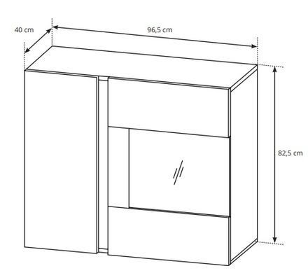 Витрина навесная Perfect Home Арко / Arco 2-дверная 2D1W/96 Белый глянец/дуб грандсон (PFH-091031) фото