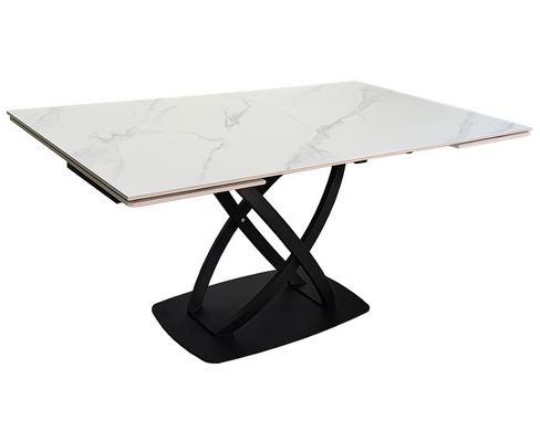 Стол обеденный раскладной HILDA CERAMIC 160(240)x90 белый мат/черный