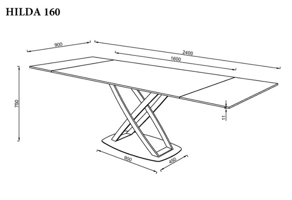 Стол обеденный раскладной HILDA CERAMIC 160(240)x90 белый мат/черный