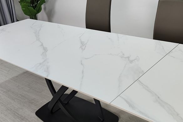 Стол обеденный раскладной HILDA CERAMIC 160(240)x90 белый мат/черный