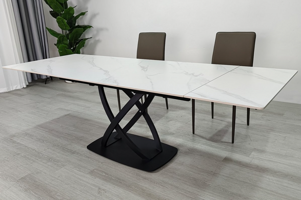 Стол обеденный раскладной HILDA CERAMIC 160(240)x90 белый мат/черный