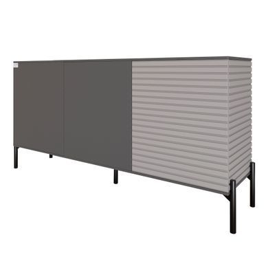 Комод закрыт в гостиную на черных металлических ножках LION Грей 154x38x76,5 см Антрацит/Кашемир