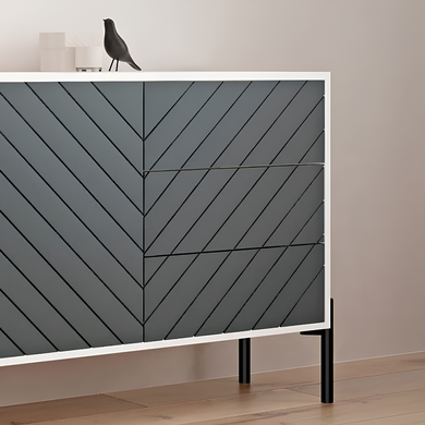 Комод з золотими металевими ніжками LION Амарант 168x40x76,5 см Антрацит/Перламутровий металік