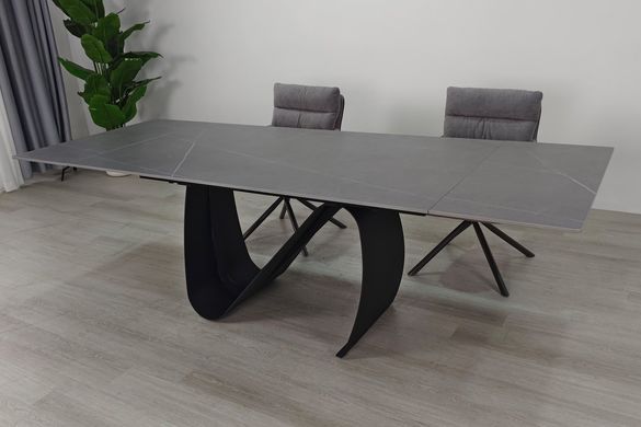 Стол обеденный раскладной JULIAN CERAMIC 160(240)х90 серый мат/черный