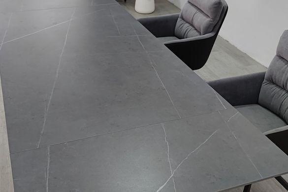 Стол обеденный раскладной JULIAN CERAMIC 160(240)х90 серый мат/черный