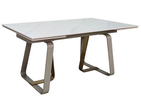 Стол обеденный раскладной BIANCO LUXE CERAMIC 160(240)х90 белый мат/белый с золотом