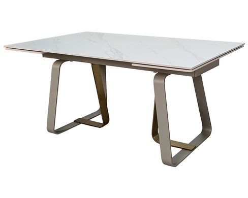 Стол обеденный раскладной BIANCO LUXE CERAMIC 160(240)х90 белый мат/белый с золотом