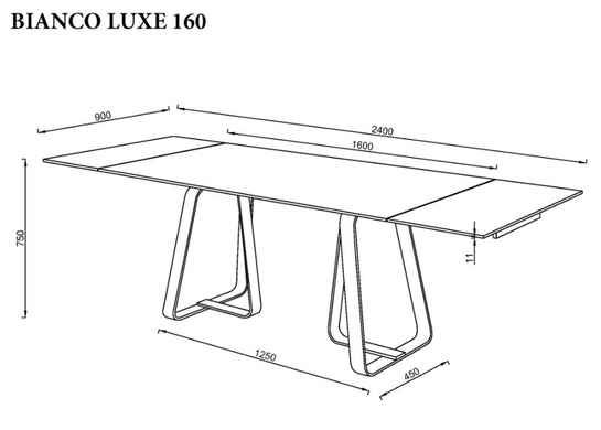 Стол обеденный раскладной BIANCO LUXE CERAMIC 160(240)х90 белый мат/белый с золотом