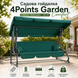 Садова гойдалка 230см до 350кг 4P Garden Comfort чотиримісна, розкладна, з подушками та підстаканниками, Зелена