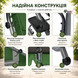 Садова гойдалка 230см до 350кг 4P Garden Comfort чотиримісна, розкладна, з подушками та підстаканниками, Зелена