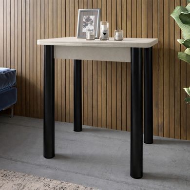 Обеденный стол раскладной LION Нота Мини черные ножки Бетон Style 60x70/70x120