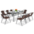 Комплект садових меблів 4Points Ravello-8 з прямокутним столом 140x80x70 см, Коричневий фото