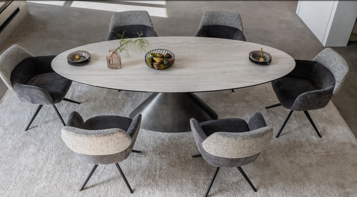 Керамический стол Тереза ​​TML-1260 грей травертин + черный