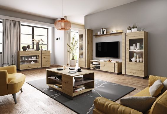 Витрина низкая Perfect Home Арко / Arco 1-дверная 1D1W/72 Дуб артизан/графит (PFH-091060) фото